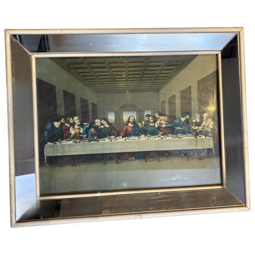 Vintage Mirror Framed Last Supper Artwork
